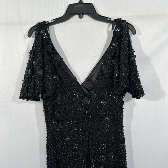 NEW $498 Mac Duggal [ 8 ]‎ Cold Shoulder Sequin Sheath Dress in Black - Picture 12 of 15